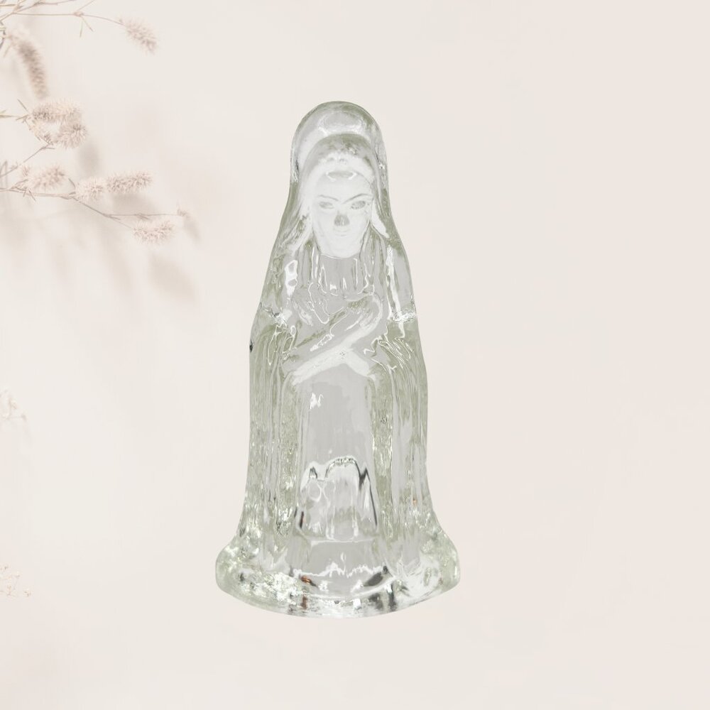 Vintage Clear Glass Nativity Piece - Mary Figure 3"